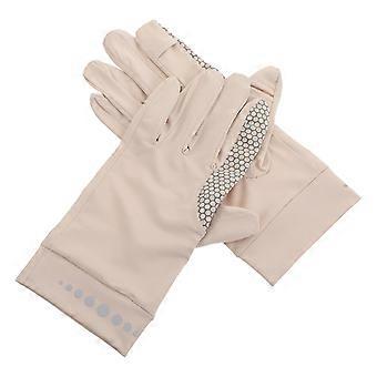 Sun Protection Touchscreen Gloves Fullfinger for Riding 1Pair Breathable Khaki Gloves