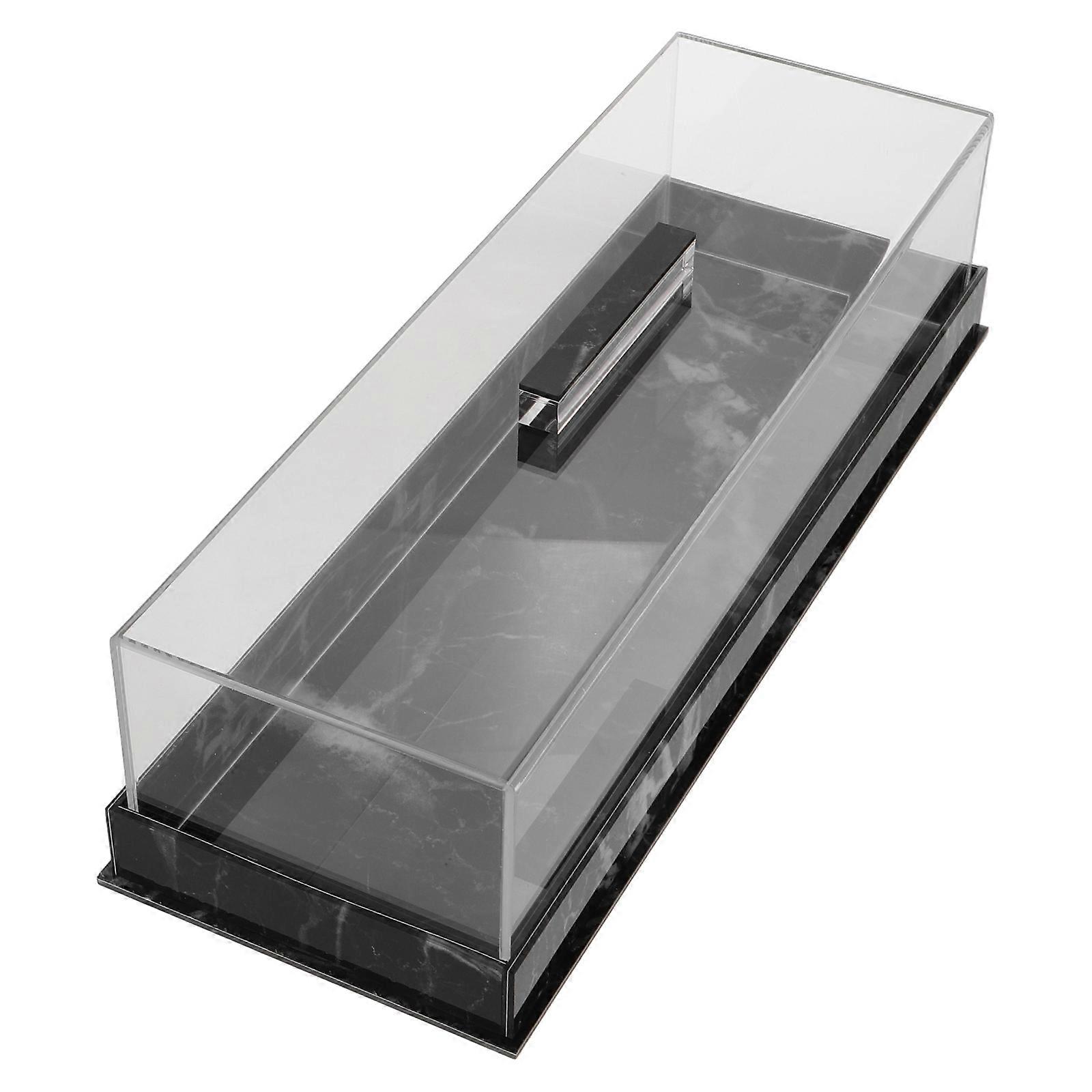 Rectangular Cake Holder Acrylic Cake Stand with Lid for Kitchen Use Black Marble Base