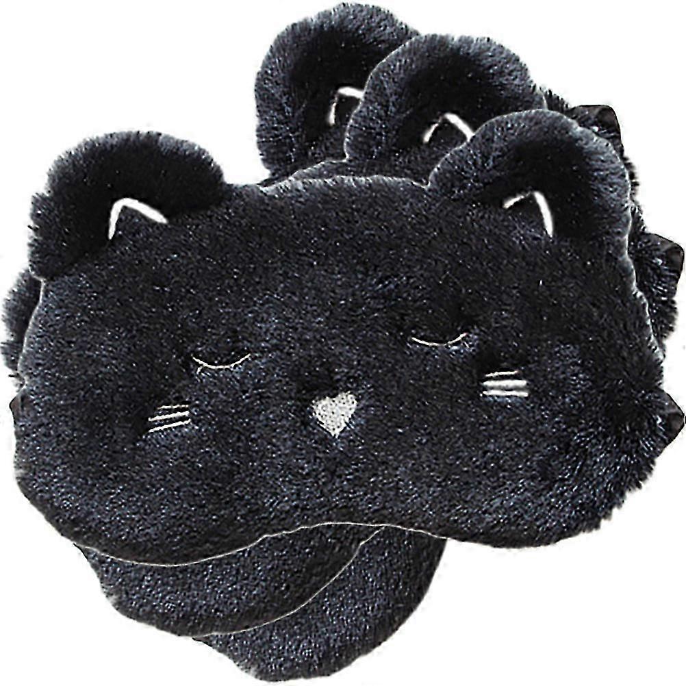 Black Plush Sleep Mask 3Pcs Set for Sleeping, Light Blocking