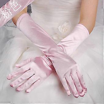Guantes largos de satén lisos para mujer, ideales para conducir, fiestas nocturnas, graduaciones y eventos. Guantes de satén elásticos y elegantes para ceremonias. E43