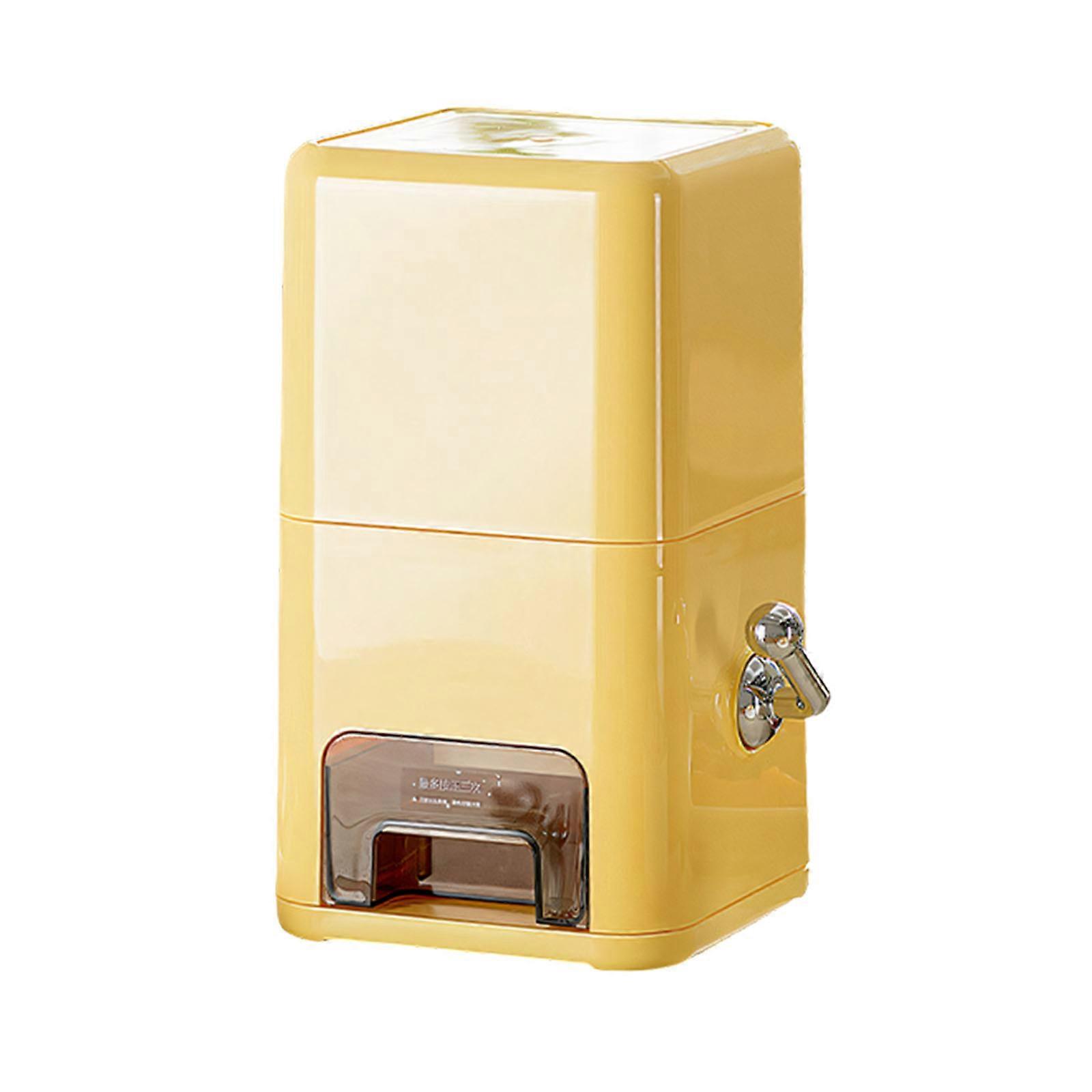 Modern Kitchen Rice Storage Bin With Single Push Dispensing Function And Large Capacity  Yellow