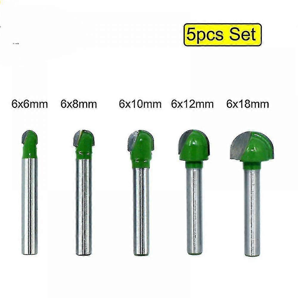 5pcs 6mm Ball Nose Router Bit Set Round Box Solid Carbide Radius