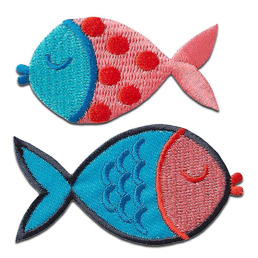 Fish 2 Pieces Animal - Patch, Iron-on Patch, Iron On Patch, Size: 3.3 x 6.2 cm
