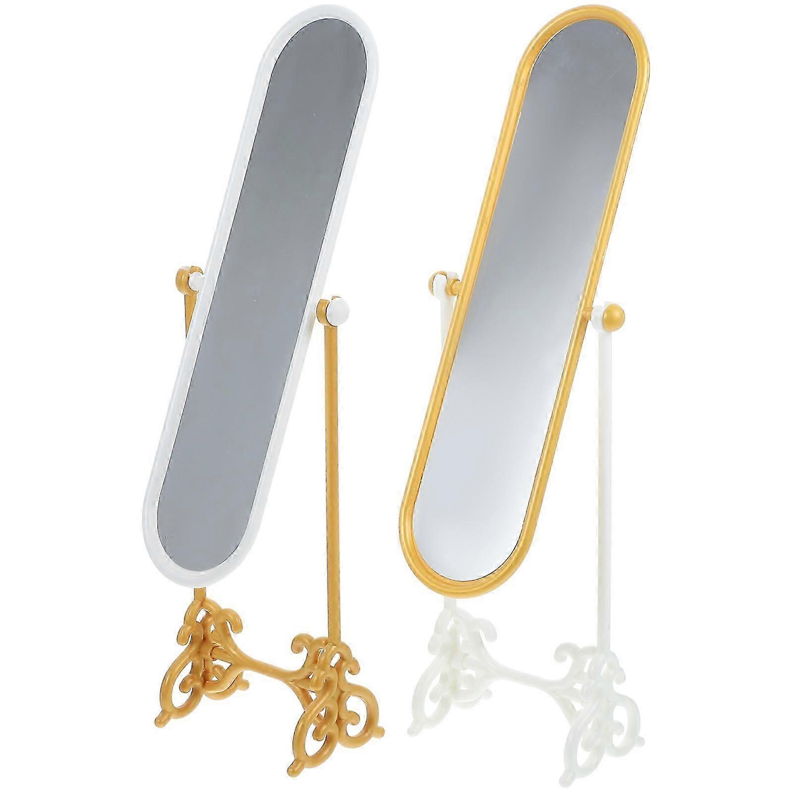 Mini Mirrors Dollhouse Accessories Plastic Material 2Pcs