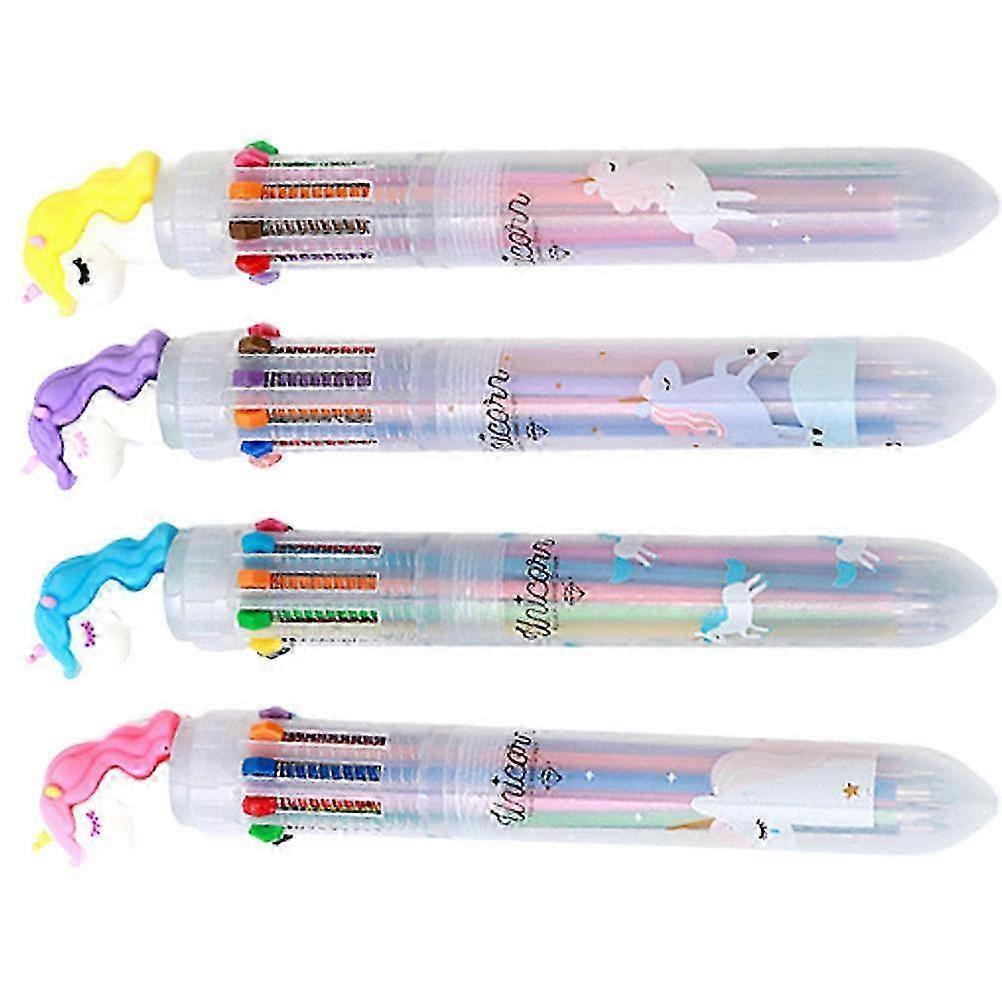 4pcs Plastic Multicolor Ballpoint Pens Assorted Styles for Office School Use