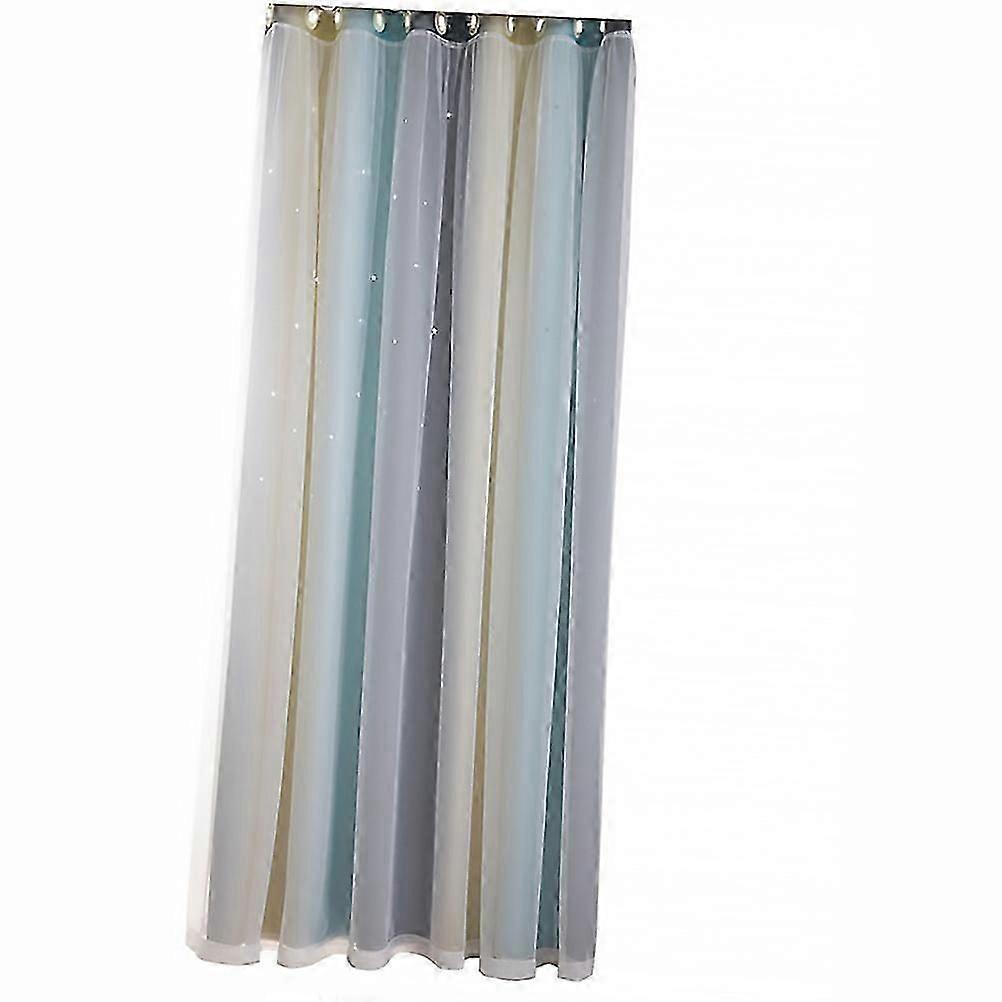 Shading Insulation Curtain Double Layer for Bedroom Beige One-Sided Pattern