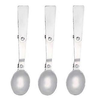 3 Pack Foldable Muti-function Stainless Steel Spork Flatware Cutlery Spoon Fork With Carrying Case Travel And Other Outdoor