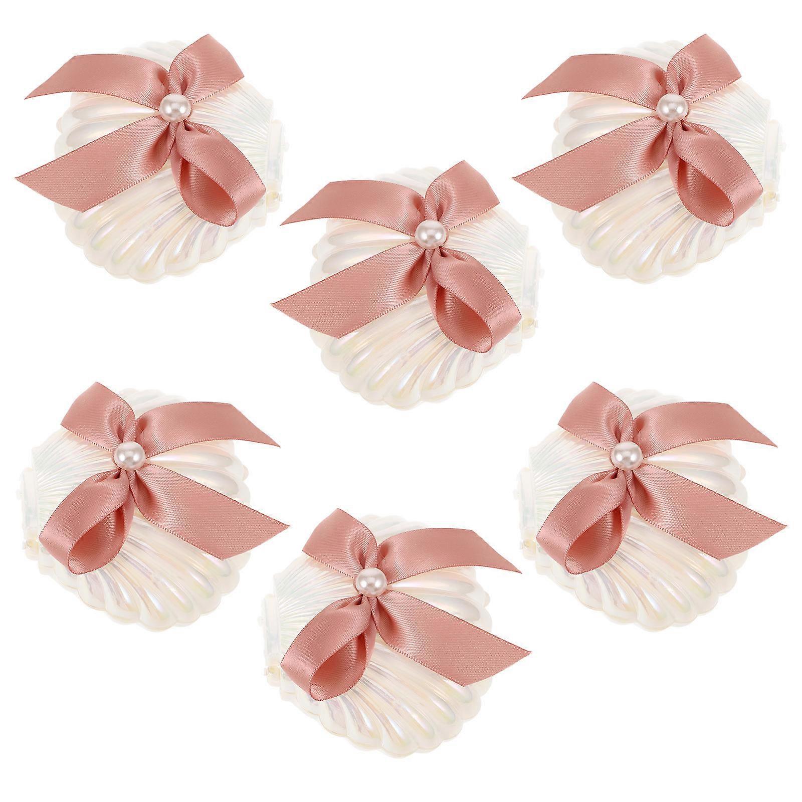 Seashell Candy Box for Storage 6Pcs Plastic Wedding with Ribbons