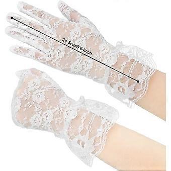 Orvion Lace Gloves Halloween Prom Gloves Vampire Party Gloves Wedding Glove Tea Party White Formal Gloves 2 Pcs White