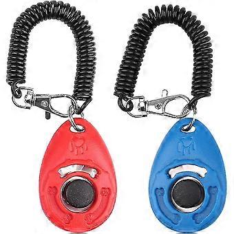 Dog Training Clicker with Large Button - 2-Piece Set for Dogs, Cats & Horses (Red & Blue)