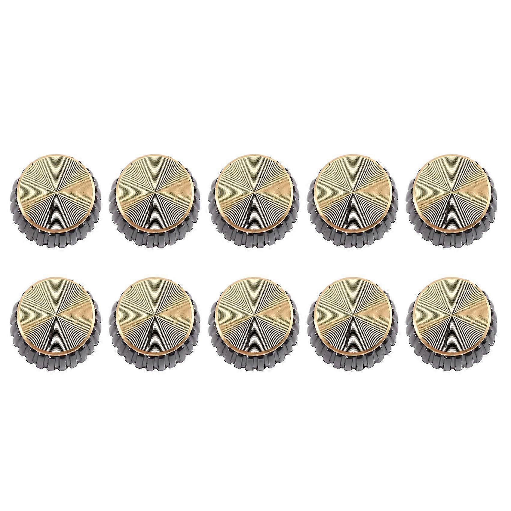 10Pcs Guitar AMP Amplifier Knobs Push-on Black+Gold Cap compatible with Marshall Amplifier