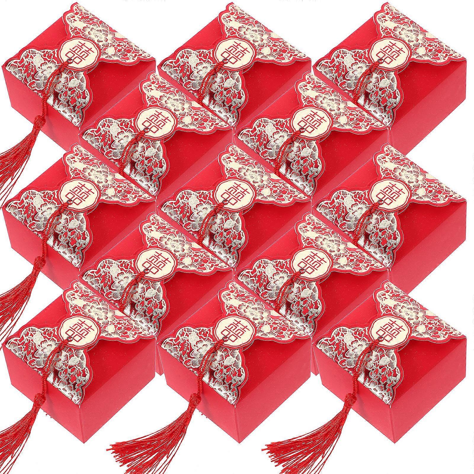 20Pcs Red Paper Candy Storage Case for Wedding Gift Packaging