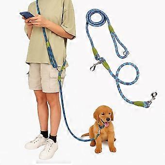 Laisse pour chien mains libres MAGICSHE 2,5 mètres, laisse pour chien Canicross - Corde en nylon - Laisse d'entraînement réfléchissante en bandoulière Bleu