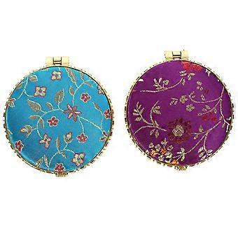 Compact Brocade Mirror Foldable for Makeup Travel 8Pcs Double Side Mirror