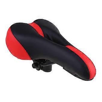 Soft Red Mountain Bike Seat Cushion, Padded Breathable Wide Comfort Bicycle Saddle for Men, Compatible with Road Bike Exercise Bike