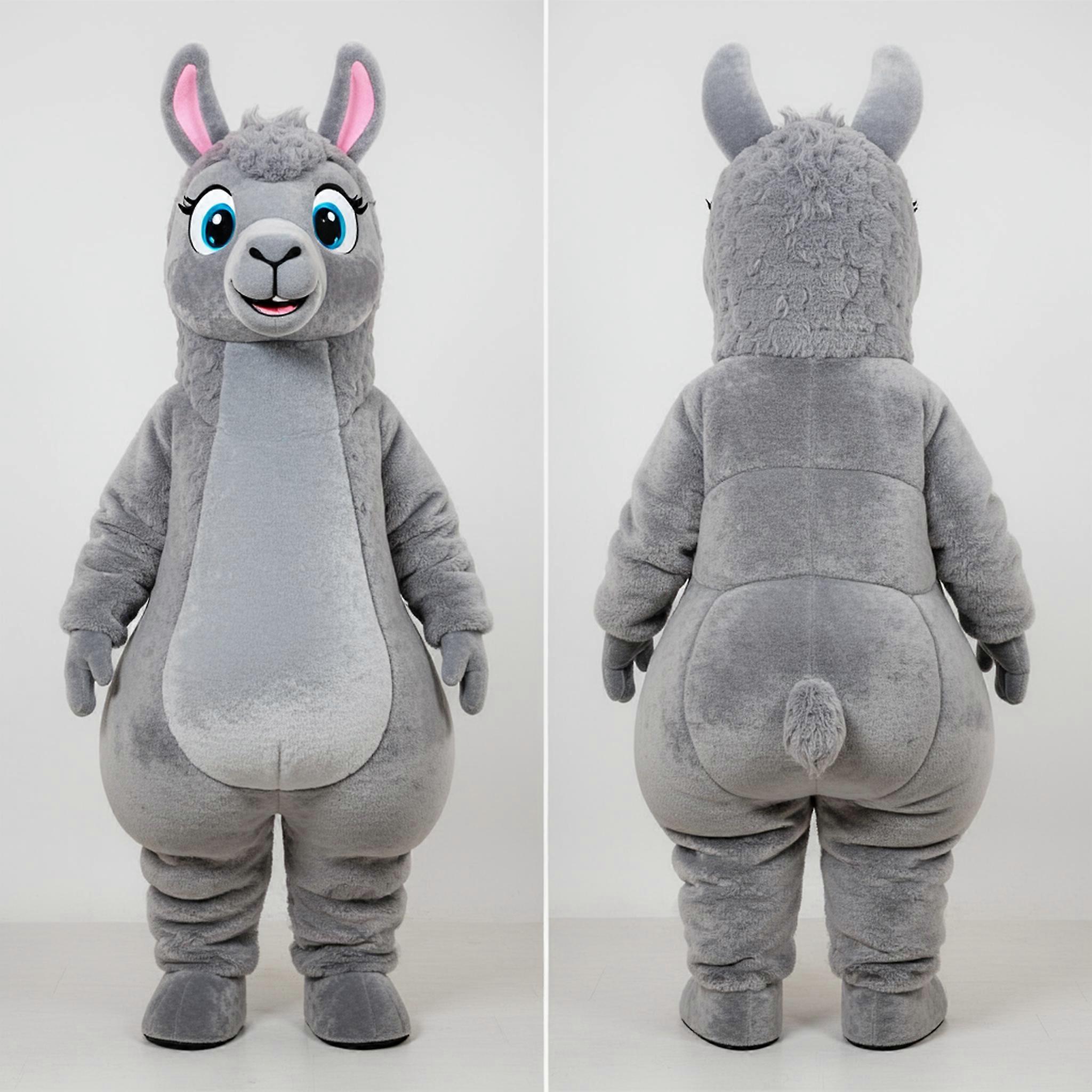 MASTICOT Velvety Gray Cartoon Llama Mascot