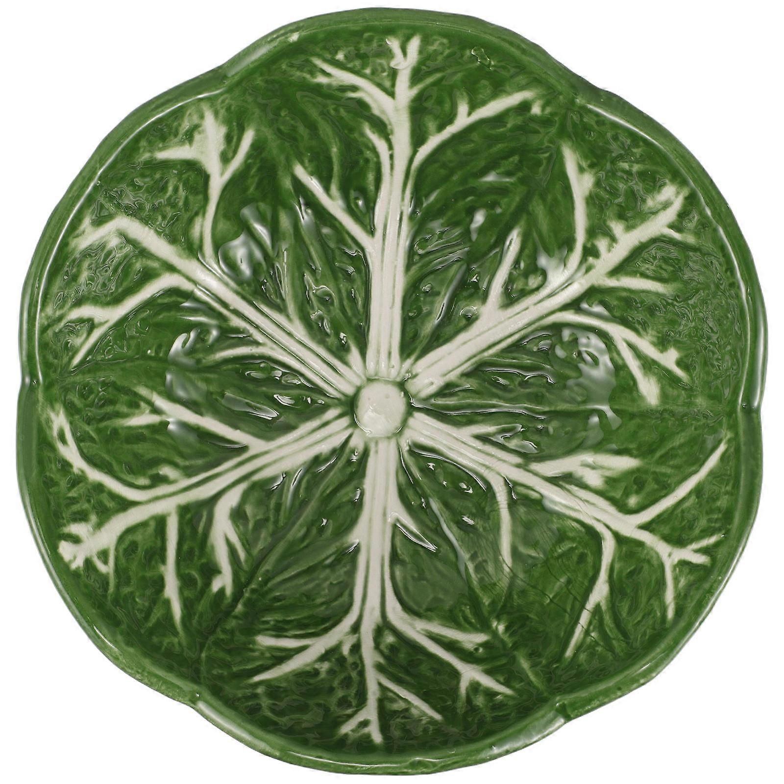 Green Ceramic Dinner Plate for Serving Candy and Snacks 2Pcs