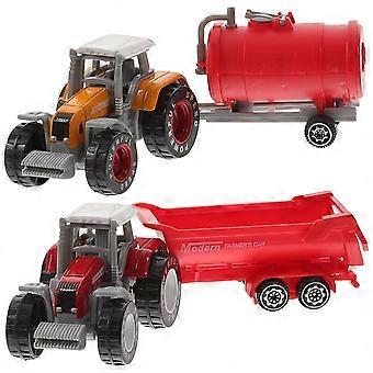 Caminhão trator de brinquedo de plástico para crianças, 2 peças, modelo realista de veículo agrícola.