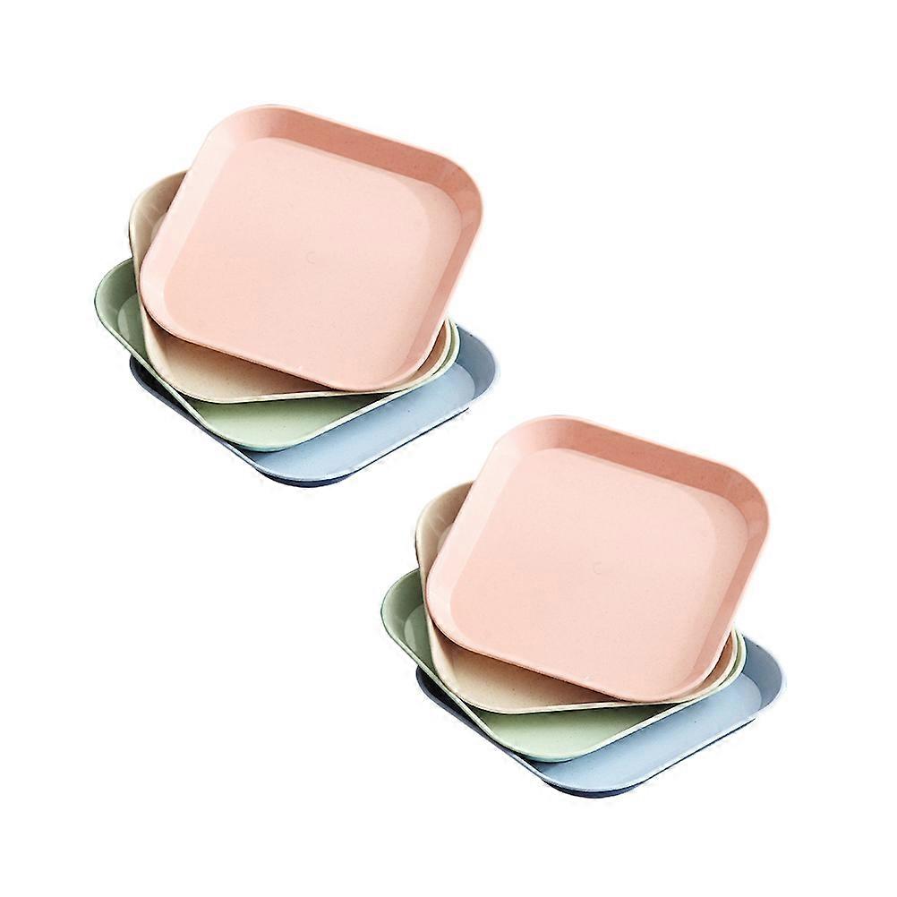 Assorted Color Wheat Table Trash Plates for Practical Use 8Pcs