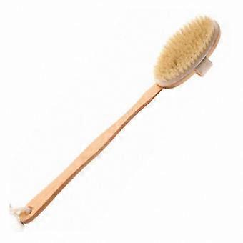 Long Handle for Easy Reach & Comfort - Natural Bristle Dry Body Brush for Exfoliation
