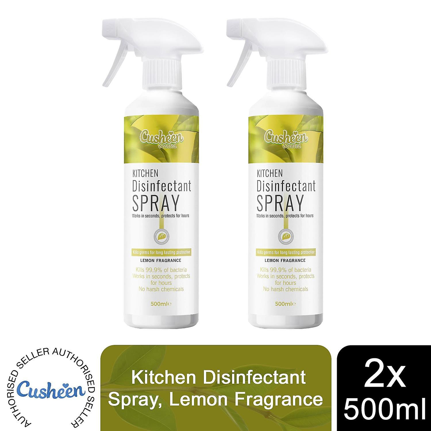2 Pack Cusheen Lemon Scented Kitchen Disinfectant Spray, 500ml