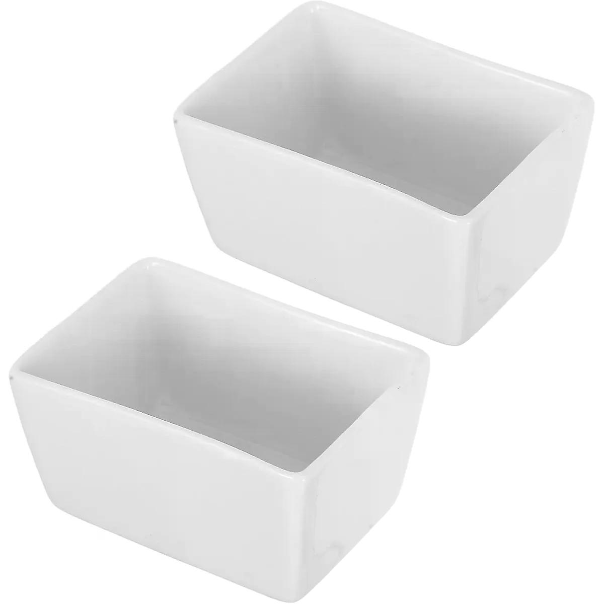 2pcs White Ceramic Sugar Bowl Rectangular Sugar Packet Holder