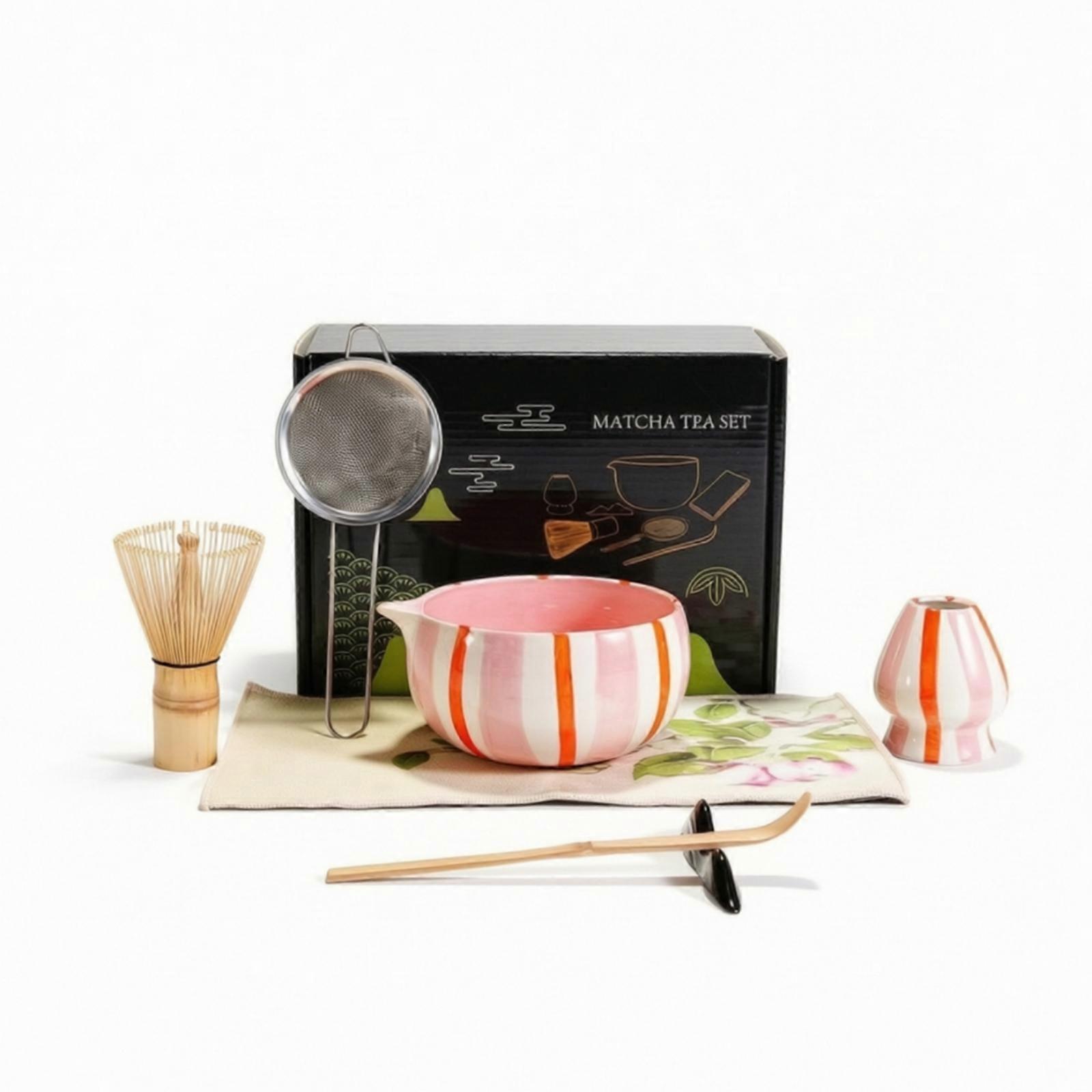 Hand-Painted Ceremonial Tea Set With | Black Rectangular Presentation Box,