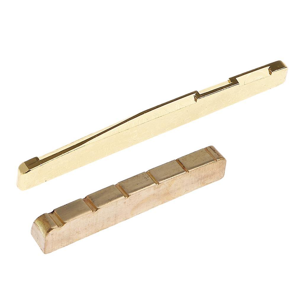 String Bridge Saddle Nut Slotted Brass for 6-String Folk Guitar Accessory