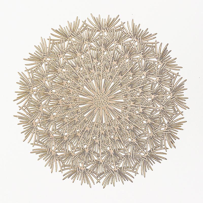 1pc Dandelion Shaped Dining Mat, PVC Table Mat, 38CM(Golden)