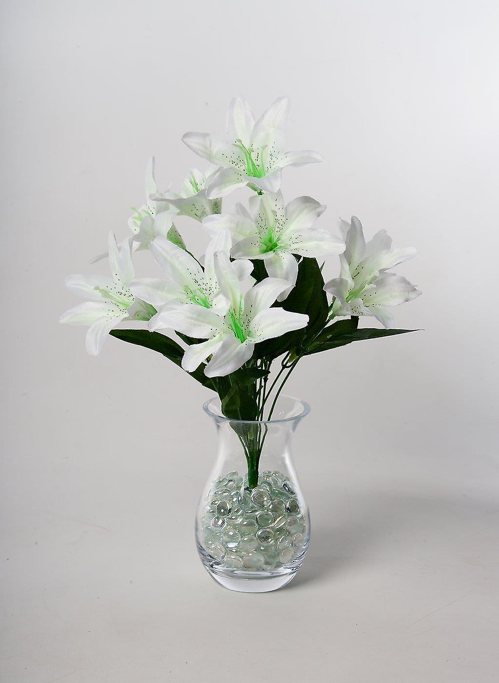 Best Artificial 45cm White Stargazer Lily Spray