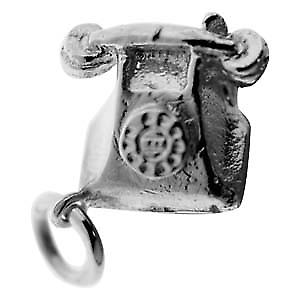 Silver 12x13mm solid Telephone Pendant or Charm