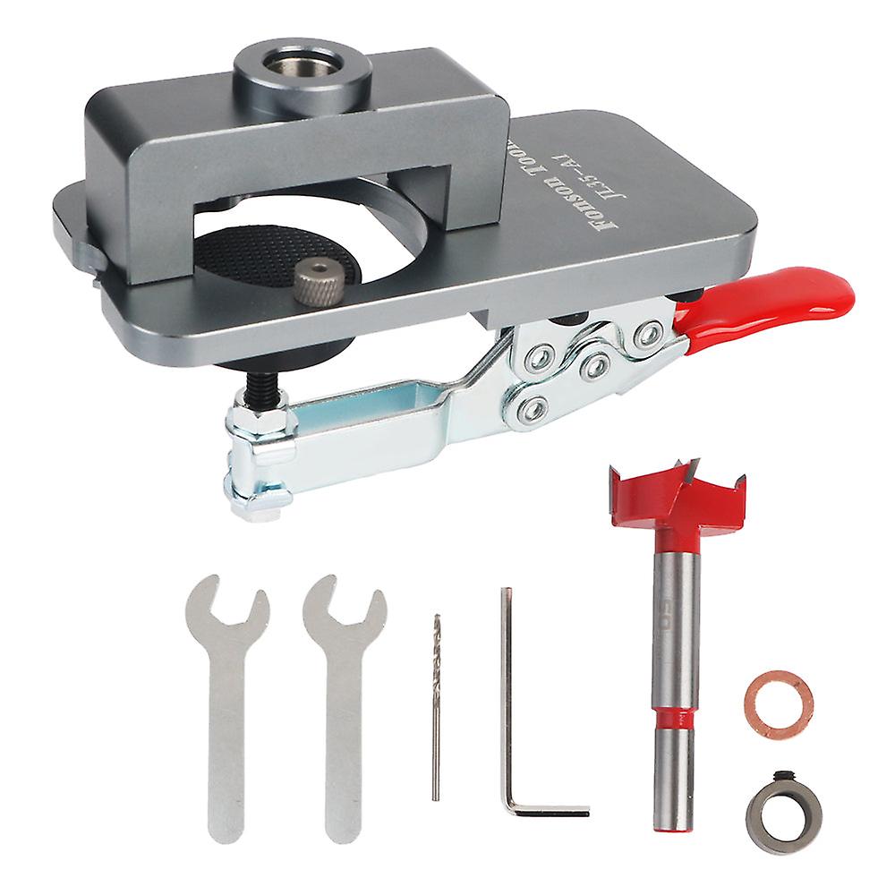 With Fixture For Door Cabinets 35mm Hinge Boring Jig Kit Aluminum Alloy Woodworking Hole Drilling Guide Locator