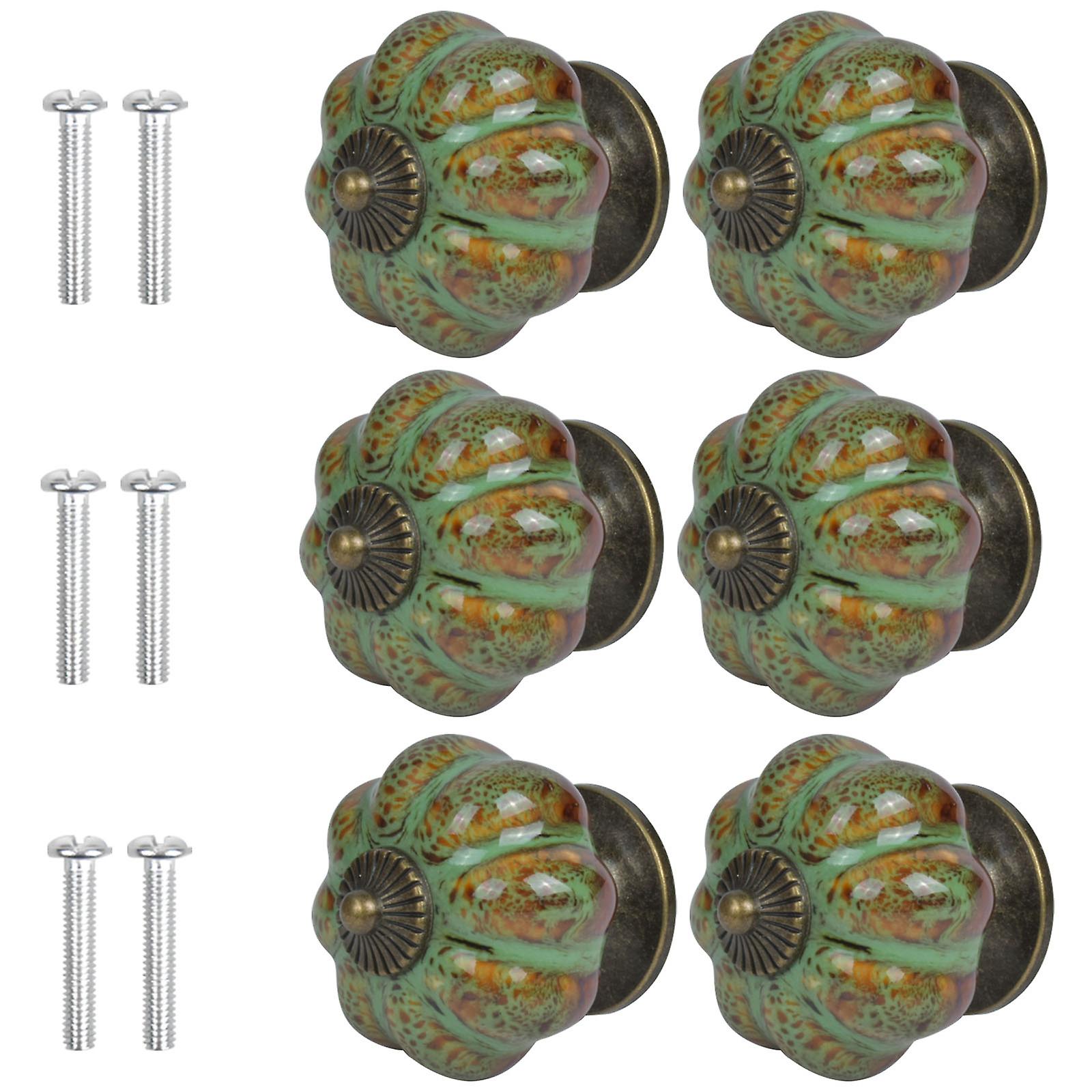 6pack Ceramic Door Knobs Pumpkin Drawer Knobs