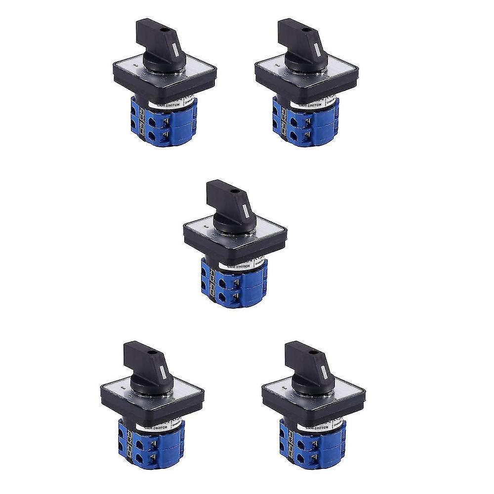 8 Terminals 5 Positions Master Control Rotary Cam Switch Black+blue