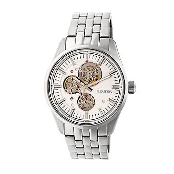 Heritor automatisk Stanley semi-skelet armbånd ur - sølv
