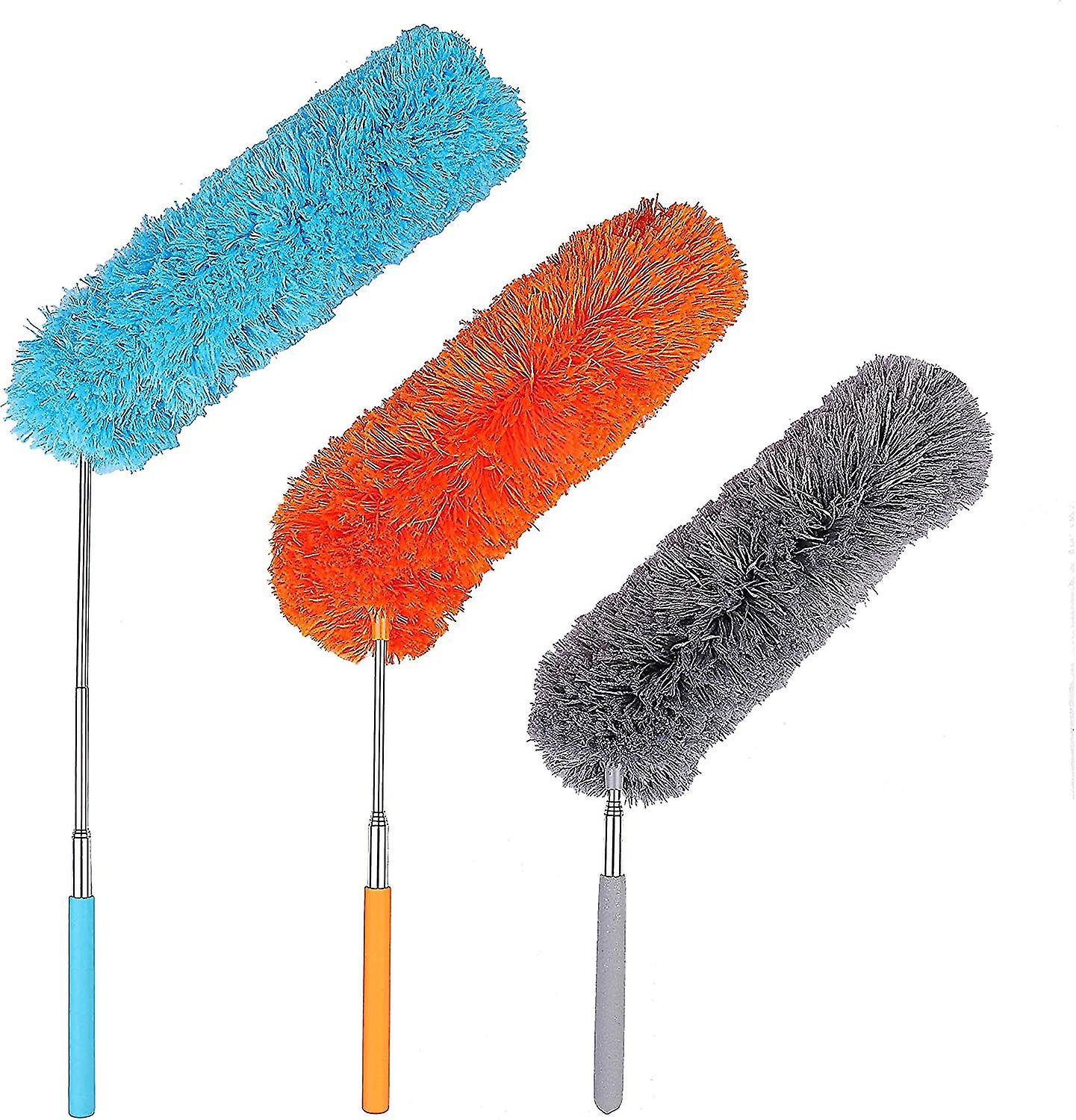 Feather Duster,with Extendable Pole Bendable Static Duster For Car Kitchen House Cleaning 3pcs