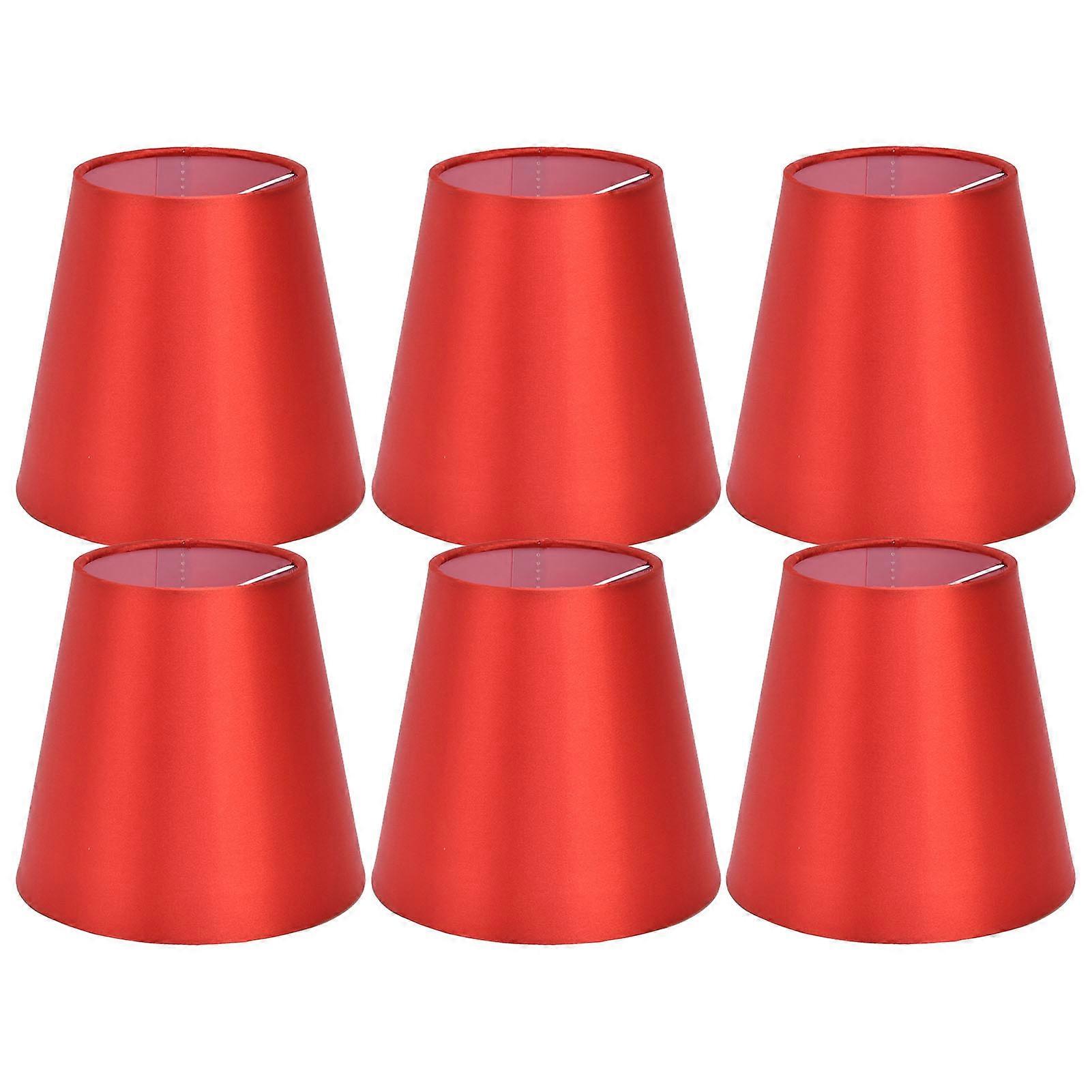 Pack of 6 E14 Fabric Lampshades for Table Lamp, Ceiling Light, for Bedroom, Living Room, Bright Red, PX150