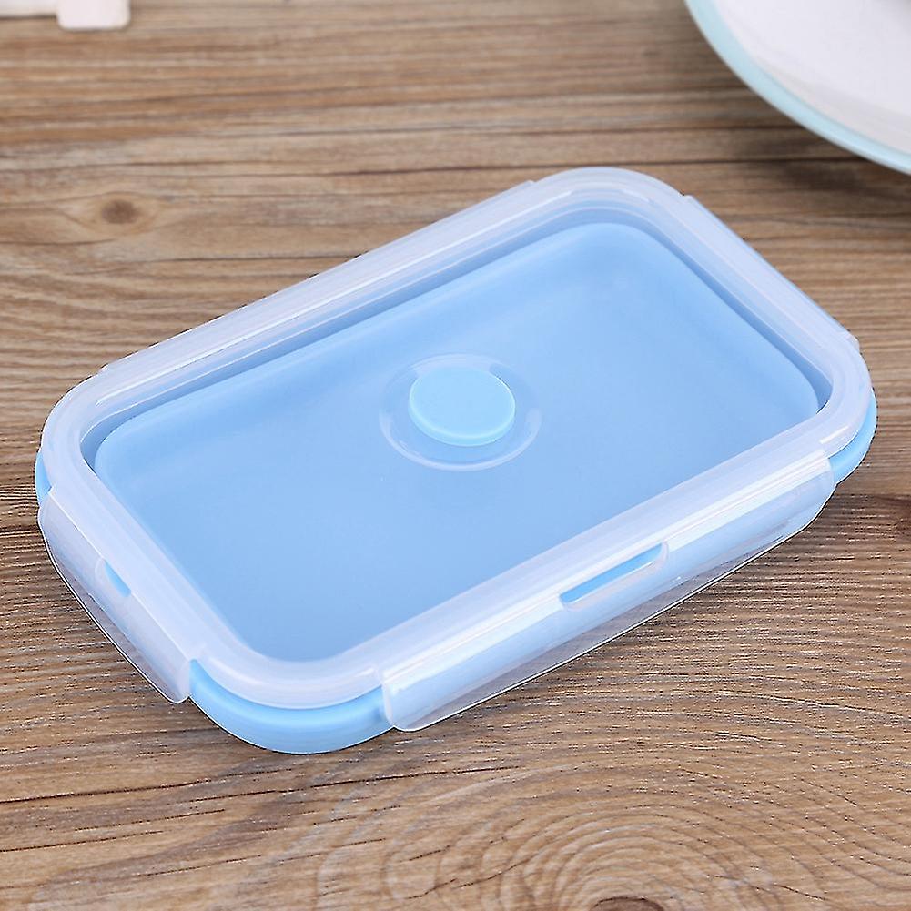 800ml Portable Silicone Collapsible Lunch Box, Folding Food Bowl, Bento Boxes Storage Container(Blue)