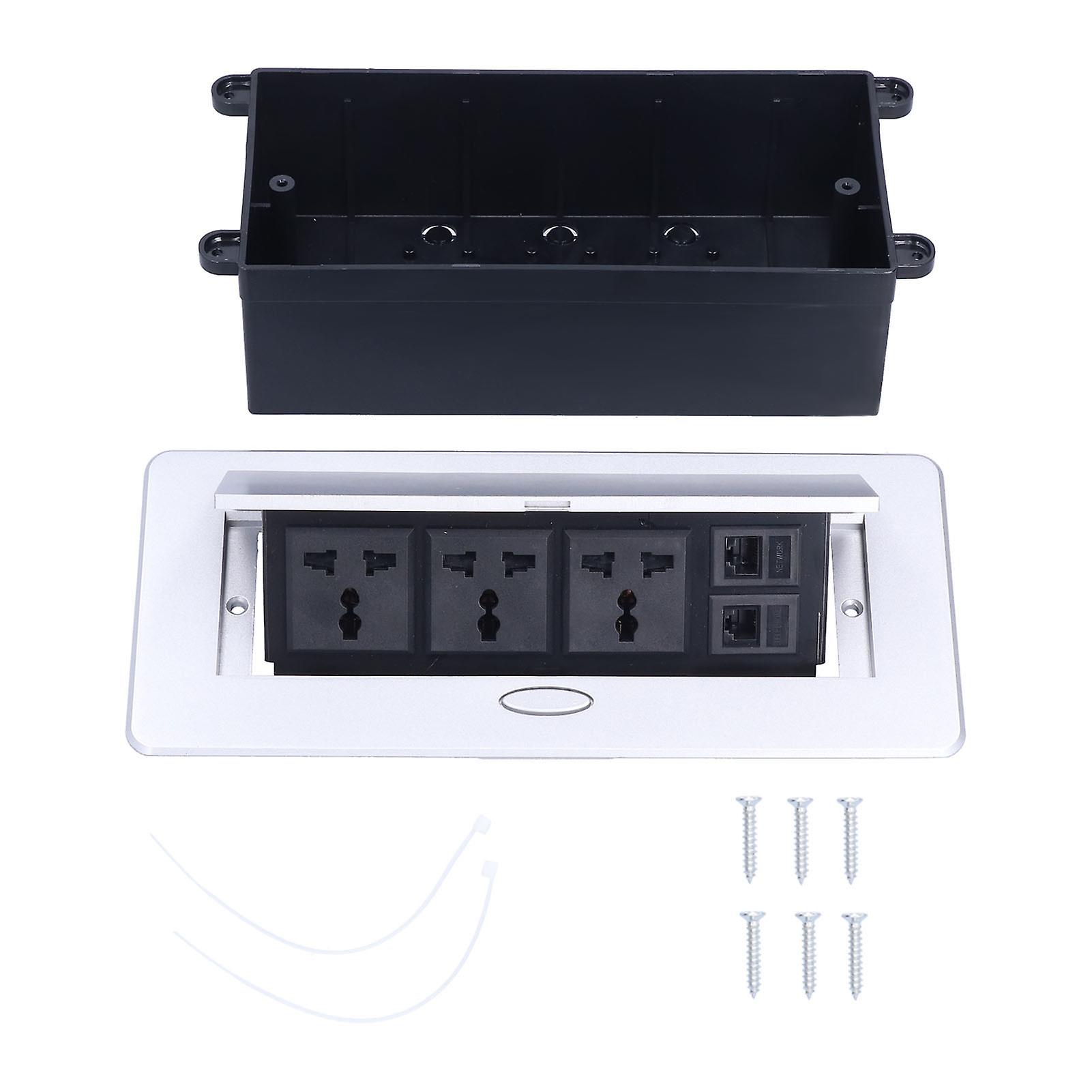 Floor Electrical Socket Embedded 3 Hole Outlet with Computer Telephone Interface 250V 13A