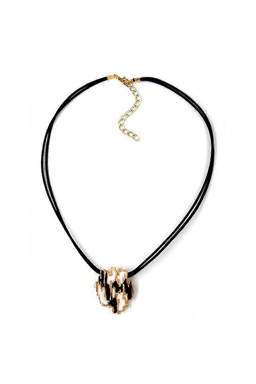 Necklace Bark Black/white/gold-colours - Gl00425
