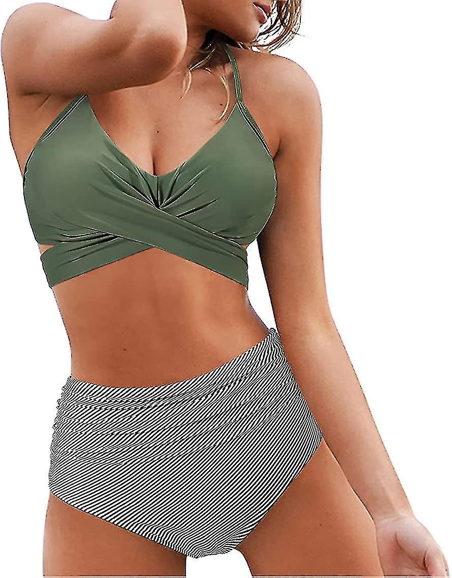 Women's High Waisted Bandage Bikini Set Wrap Two Piece Push Up Swimsuits