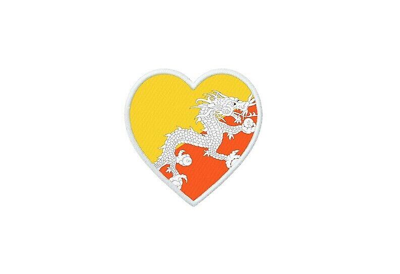 Patch badge ecusson prints thermocollant heart flag BHT Bhutan
