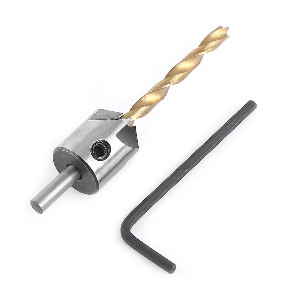 Woodworking Countersink Drill Bit Round Shank Boring Tool with Hex Key (4.5mm)