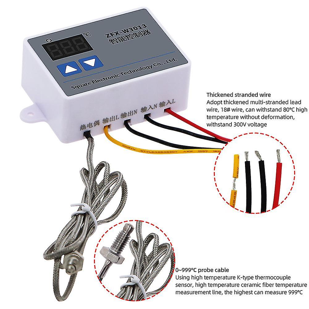Zfx-w3013 Waterproof Smart Controller Temperature Controller High Temperature Controller With K-type Thermocouple Sensor Ac 220v