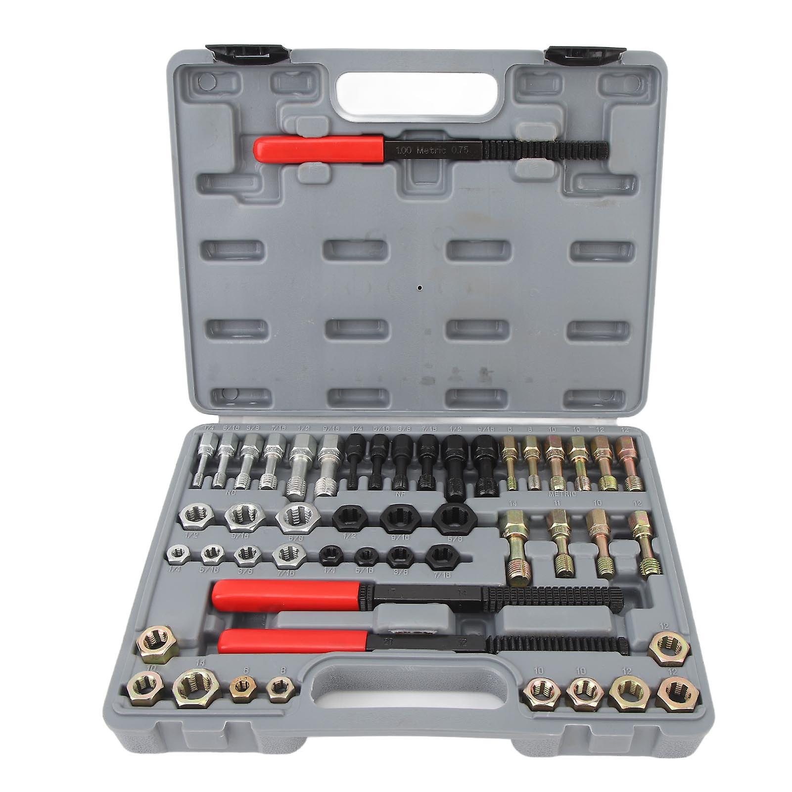 49PCS Thread Repair Tool Set: Metric Bolt Restorer and Nut Rethreader for Mechanics