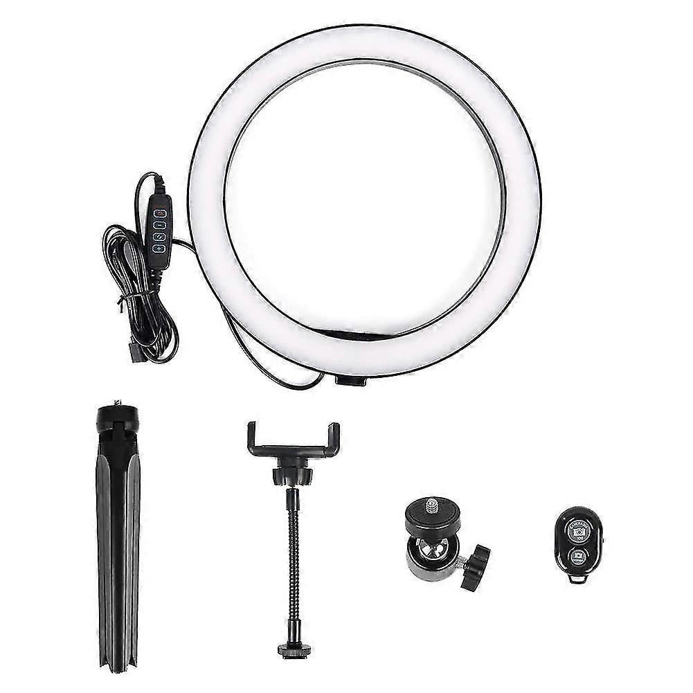 26cm Dimmable LED Ring Fill Light Bluetooth-compatible Selfie Makeup Lamp with Tripod Stand