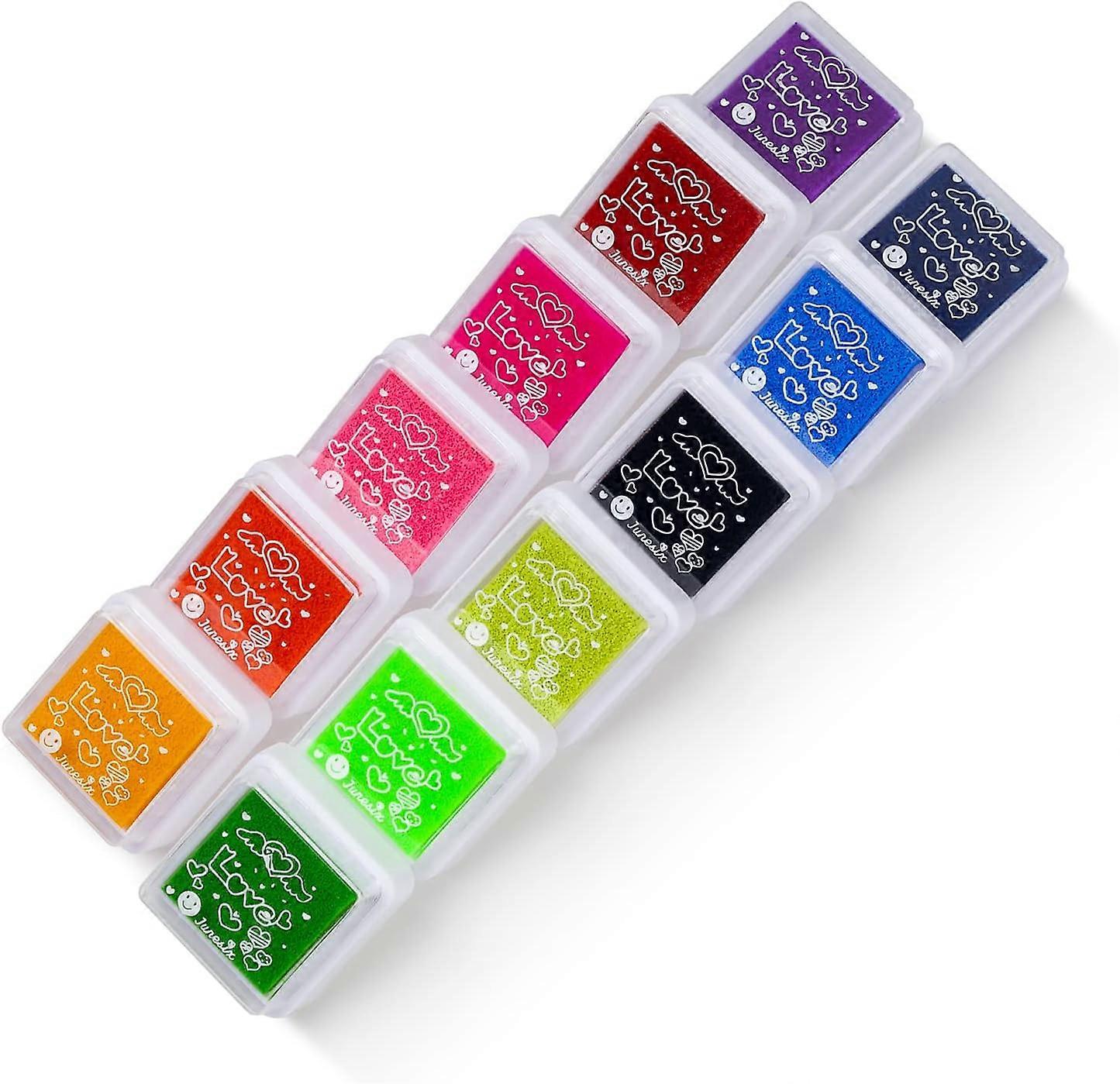 Blekkpute, 12 farger vaskbar stempelpute for barn -Yx