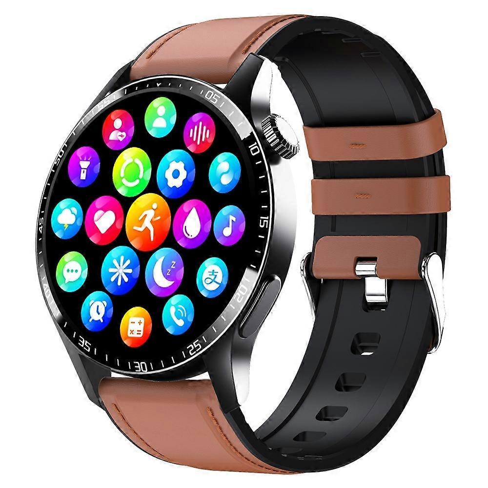 F207 Smart Watch Black Brown Leather