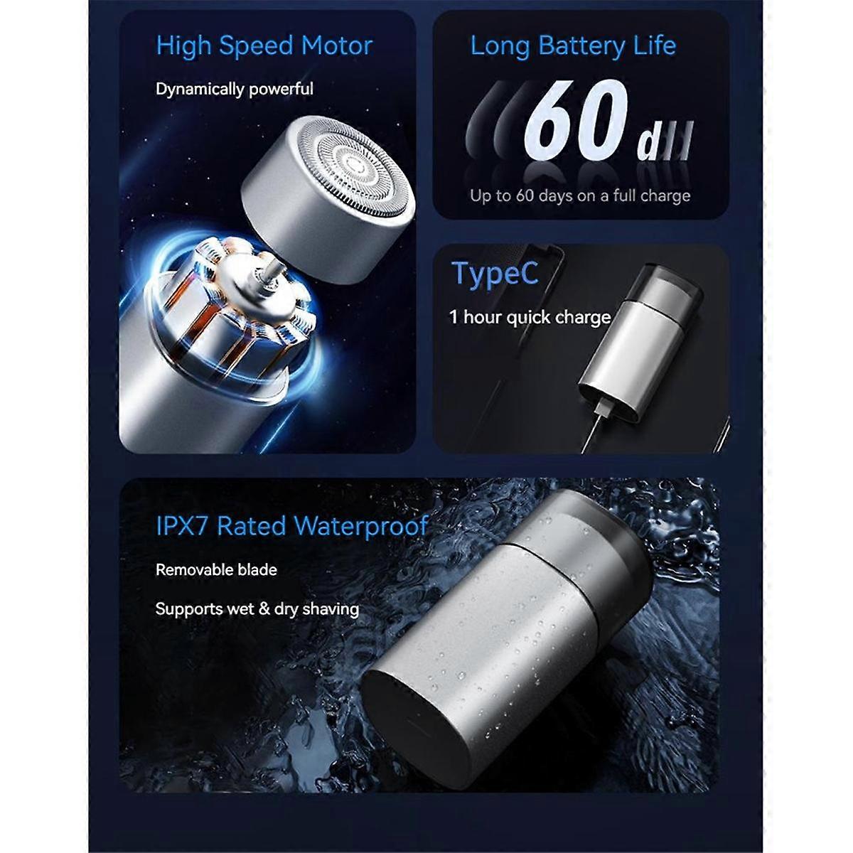 Men Mini Electric Travel Shaver USB Charging Shaving Face Beard Shaver Washable Knive Face Beard for Car Home Shaver,A