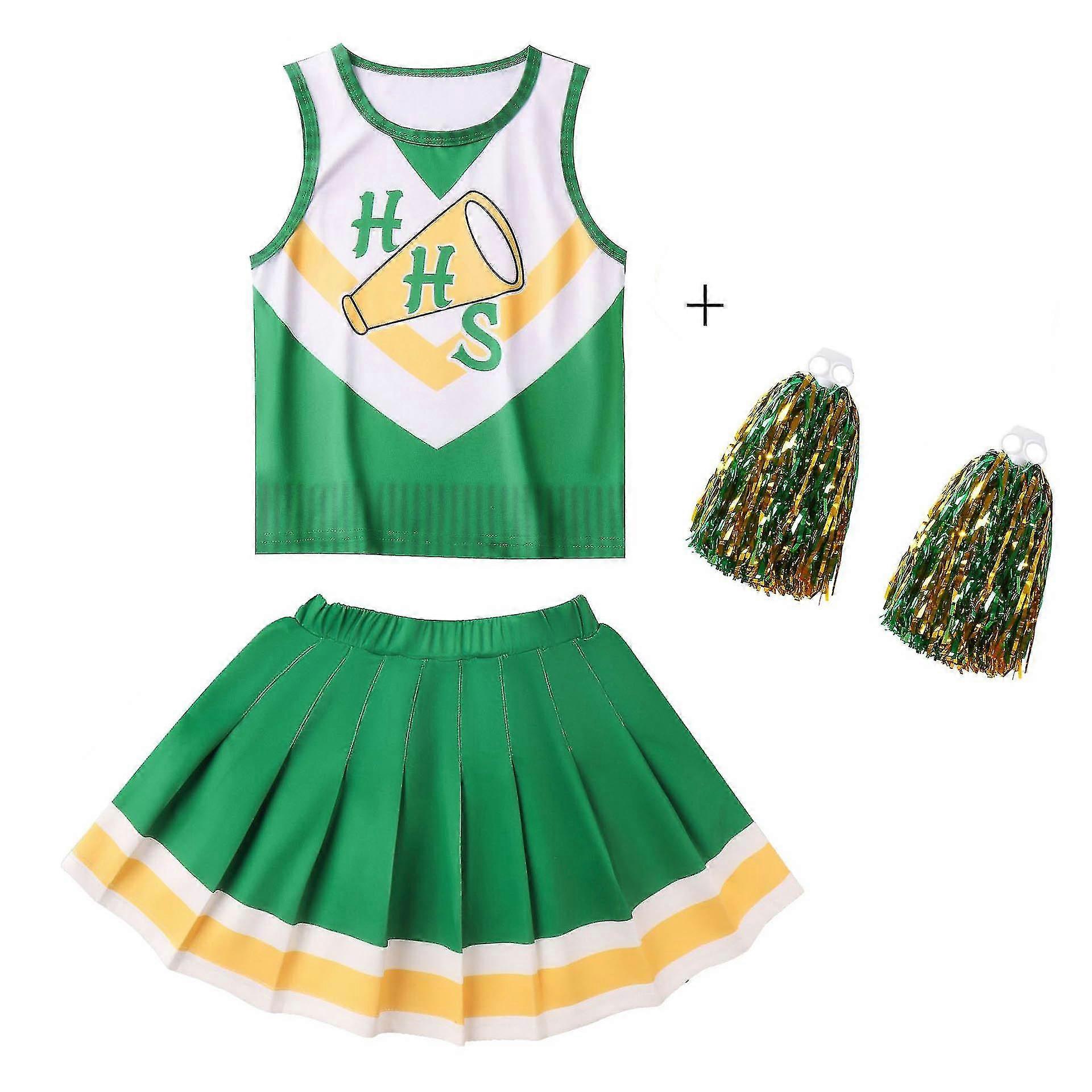 子供用ロールプレイ コスチュームベスト+スカート+ハンドフラワー3ピースチアリーダーコスチューム